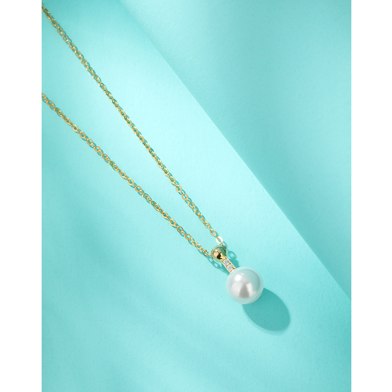 S925 plata esterlina collar de perlas artificiales para mujeres primavera y verano lujo ligero nicho simple de alta sensación cadena de clavícula cadena de suéter universal