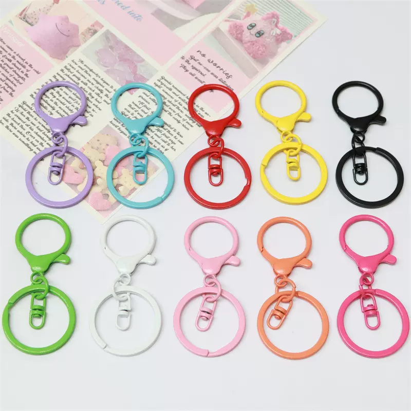 金属钥匙圈挂件烤漆龙虾钥匙扣diy饰品配件 彩色八字三件套钥匙扣