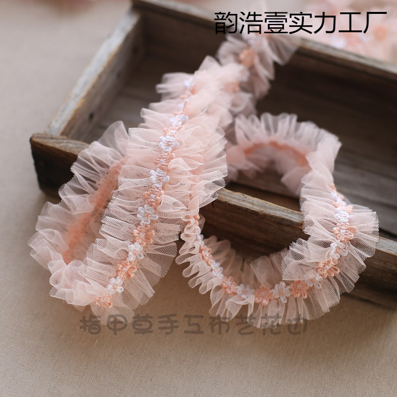 5CM 꽃 레이스 메쉬 오르간 러플 레이스 러플 드 러플 드 암호화 원사 가장자리 액세서리 화이트