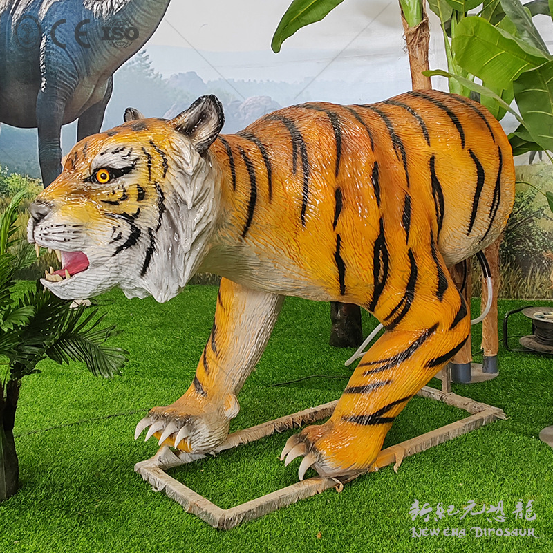 Simulación de animales modelo de tigre grande simulación de dinosaurios de silicona escultura paisaje simulación de animales exposición