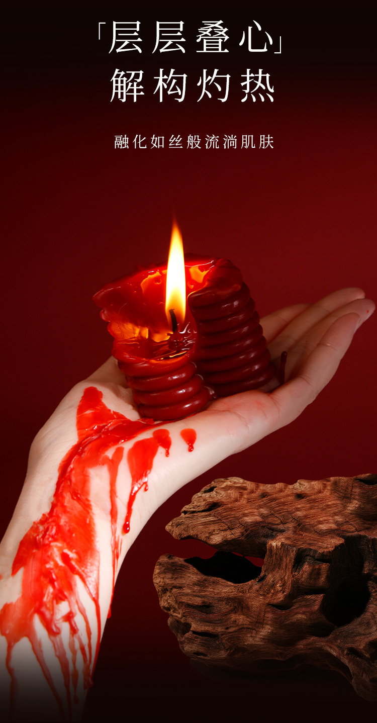 Jiuai Low-Temperature Gilded Heart Massage Candle for Couples, Red Soy Wax — detail image 8