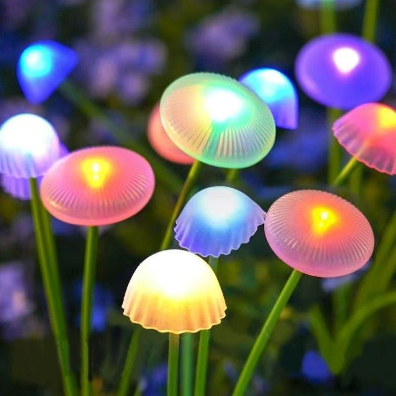 户外庭院七彩LED太阳能光纤水母花园别墅景观氛围装饰灯草坪灯