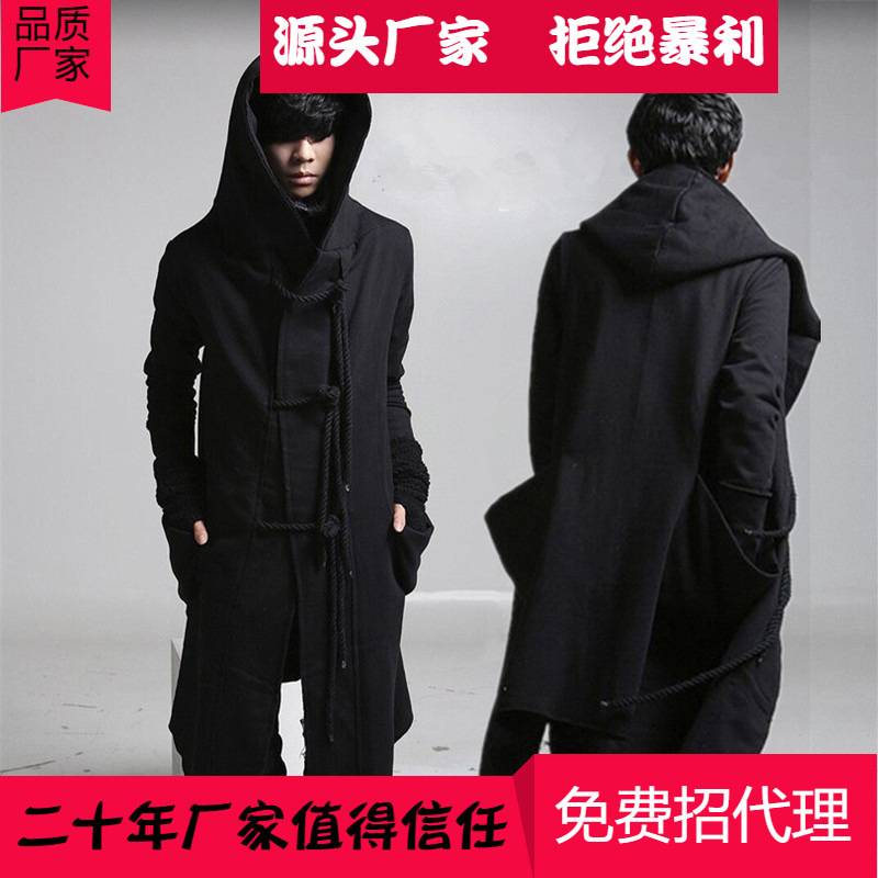 Personalized Korean version of Diablo autumn and winter new assassin hip hop mid-length trendy male hooded sweater factory outlet