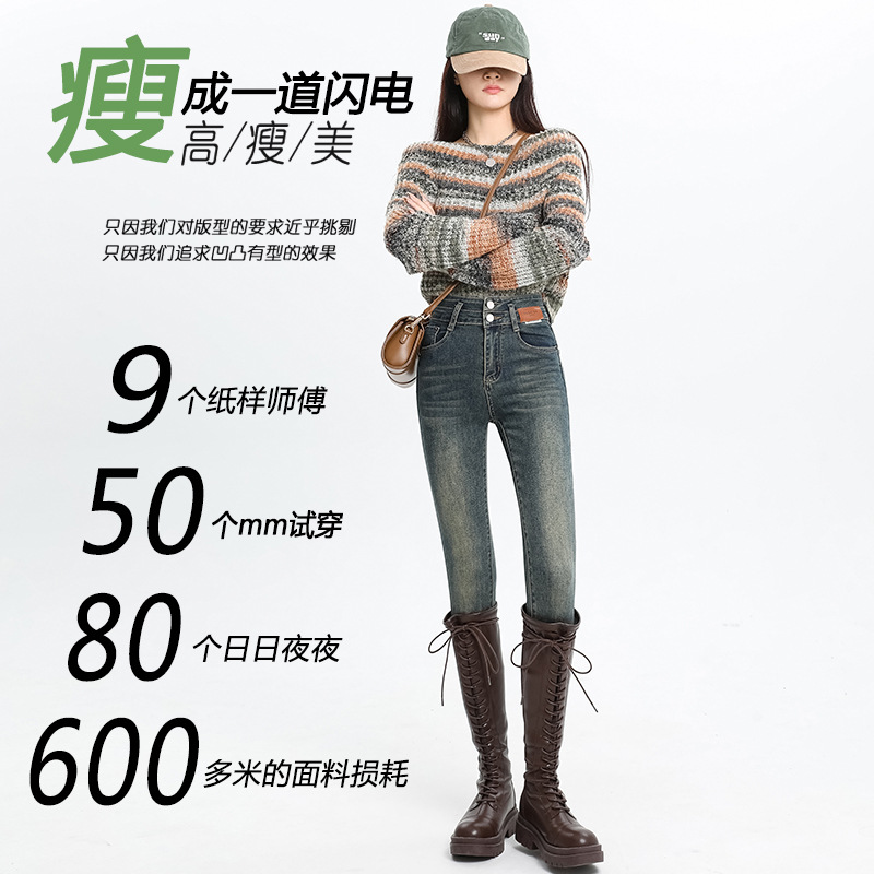 마이크 시멘트 그레이 레깅스 여성의 2024 가을 새로운 디자인 허리 두피 브랜드 성격 버클 연필 바지