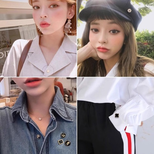 Collar prevent exposure, chest button hidden fastener seamless invisible pearl brooch woman pin to fix clothing buttons