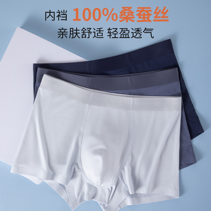 Men's Modal Underwear, Men's Mulberry Silk Boxer Briefs, Seamless Mid-Rise Red Underwear, Men's Classic Short Boxer Shorts