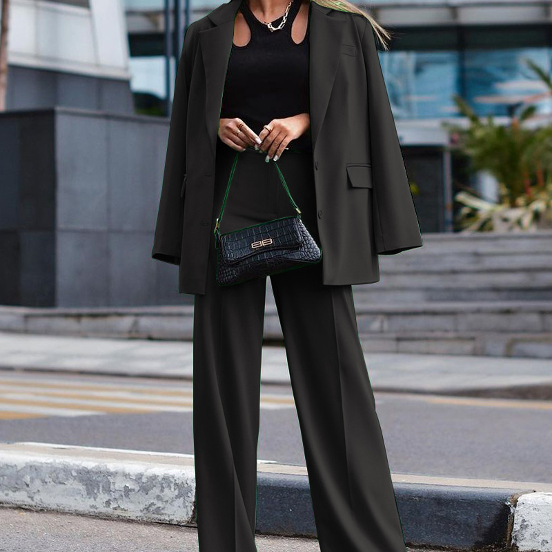 GraceChic LN1009 In Stock 2023 Autumn Winter New Solid Color Long Sleeve Women's Street Style Casual Suit Two-Piece Set_voghion.com