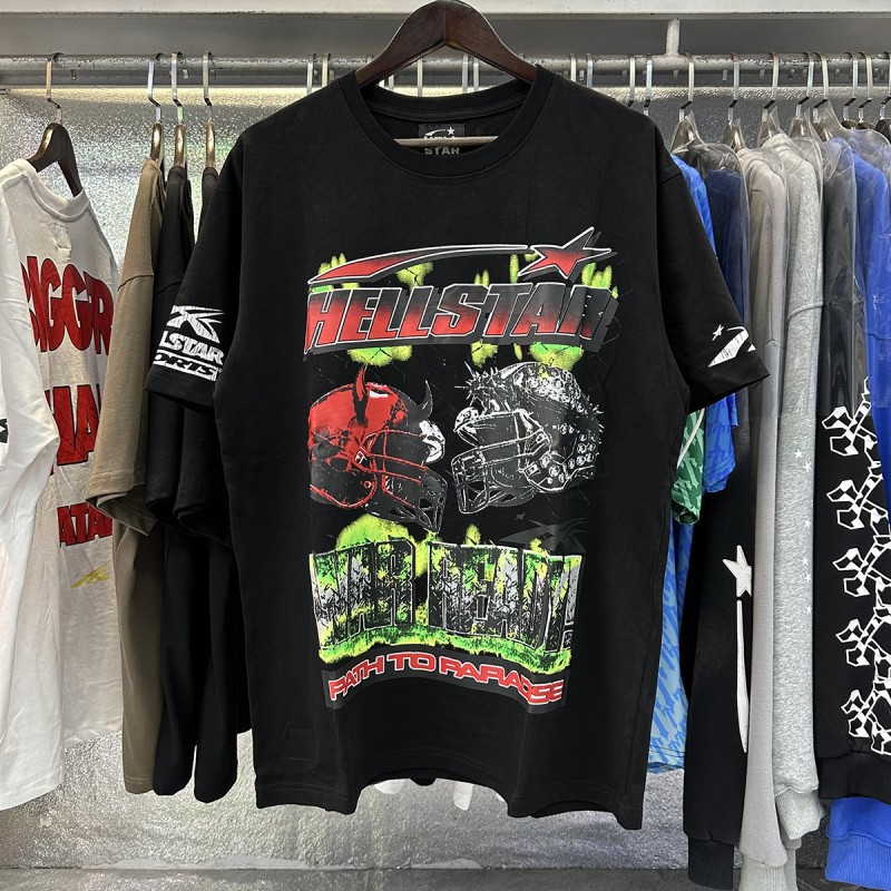 【Impresión Digital】Camiseta de manga corta informal y versátil Hell Star, éxito de ventas transfronterizo, conjunto de pantalones cortos para parejas, entrega rápida