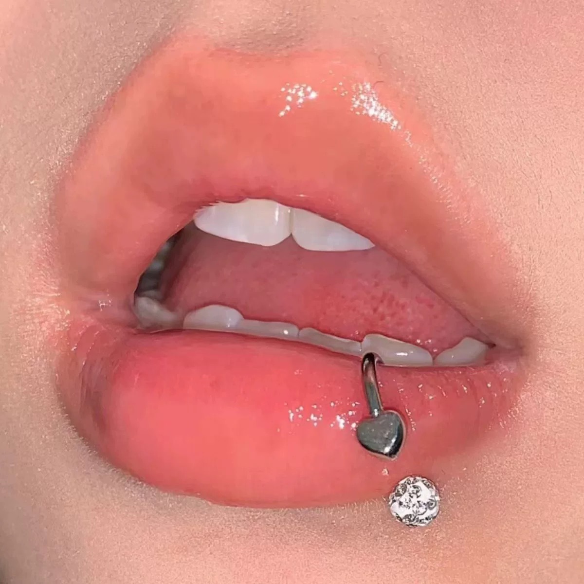Pointed labret stud close-up product detail