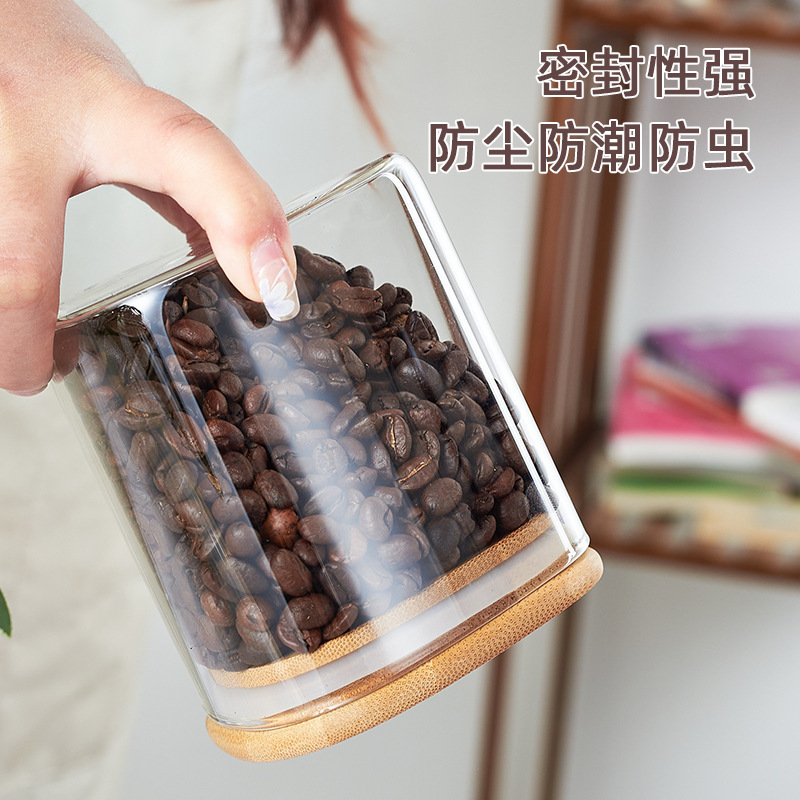 Nuevo vidrio de alto borosilicato sellado latas de té latas de cubierta de bambú triangular botella de caramelo contenedor de almacenamiento image 3