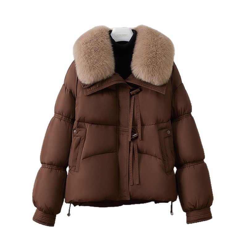 Comercio exterior ropa de algodón de cuello de cabello para mujeres 2025, nueva moda coreana de invierno con chaqueta de algodón de plumón tendencia transfronteriza image 5