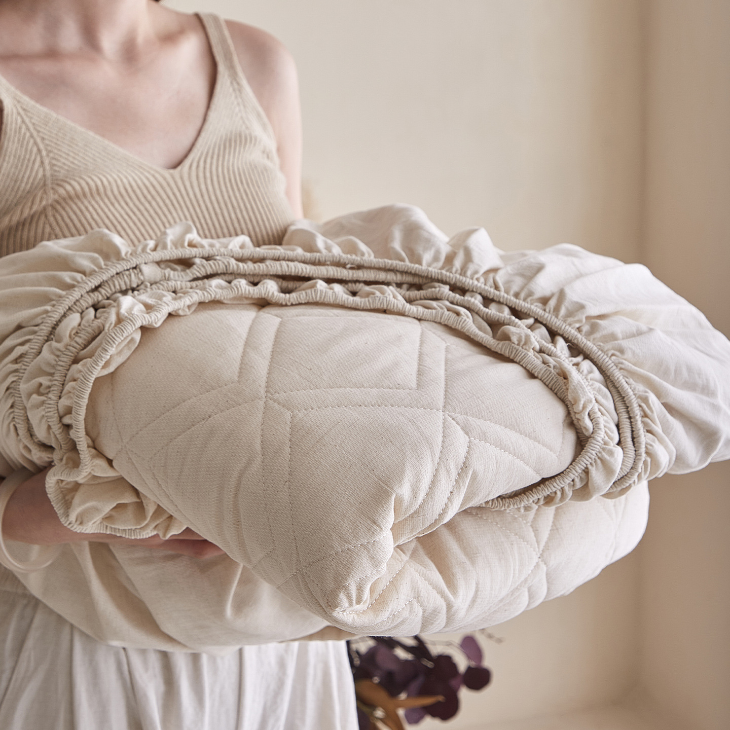 Class a Cotton and Linen Kang Bacteria Quilted Bed Sheetss, Machine Washable Simmons Mattress Protectors, Breathable and Comfortable Bedding