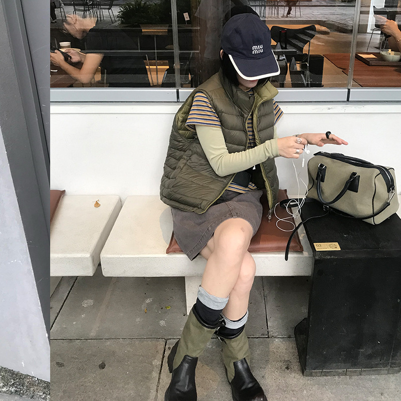 现货2026秋季新款韩系简约百搭气质双面穿保暖立领无袖羽绒马甲女