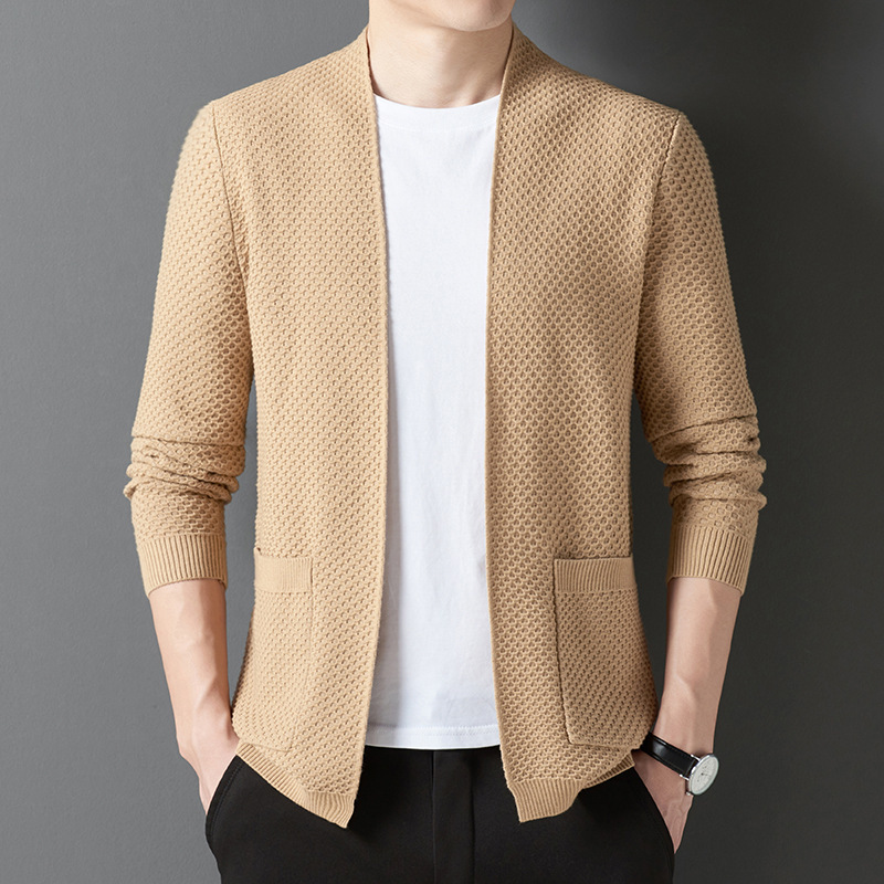 Otoño 2023 nuevo punto cardigan abrigo suéter hombres casual exterior superior juventud cardigan