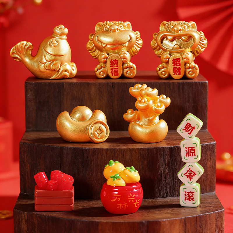 Micro-Landscape Creative Golden Fortune Lion Figurine Cute Ornament DIY Decoration Accessories Desktop Car Decoration Small Ornament Micro-Landscape Creative Golden Fortune Lion Figurine Cute Ornament DIY Decoration Accessories Desktop Car Decoration Small Ornament