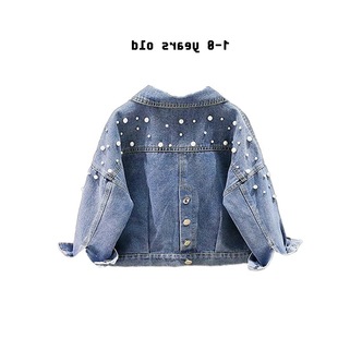 2024 Spring and Autumn Girls Denim Jacket Spring Jacket Lace Kitten Korean Style Fashionable Casual Denim Jacket T20