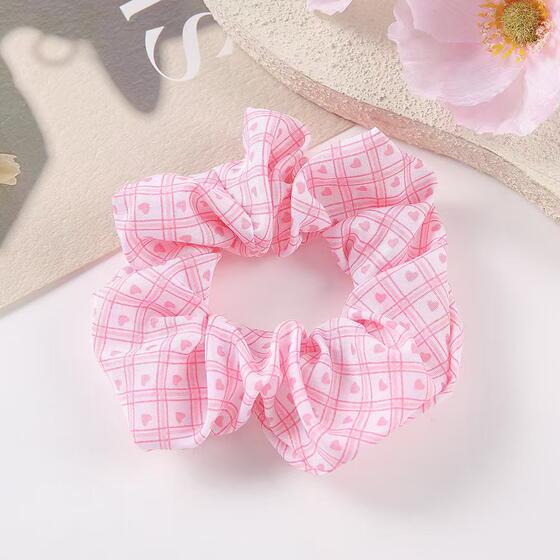 High-grade Large Intestine Hair Loop Plaid Love Hair Rope High Paytail Rubber Tendon Women's Hair Rope All-match Elegant Hair Accessories