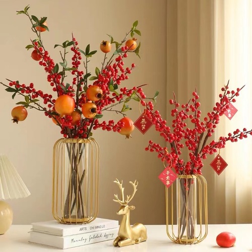 New Year Golden New Year Flowers Simulation Eucalyptus Ginkgo Leaf Money Leaf Wedding Red Fruit Pomegranate Golden Flower Wholesale
