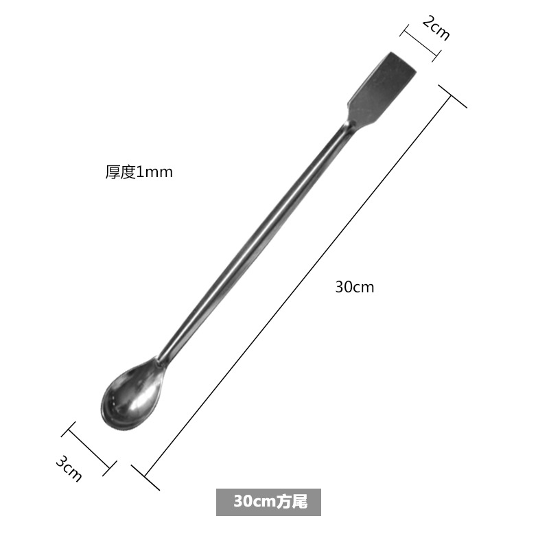 Cuchara de Medicina de Acero Inoxidable de Fábrica, de Cabeza Simple y Doble, Reforzada para Administrar Medicamentos y Toma de Muestras, Versión Reforzada de Cabeza Simple, Cuchara de Enseñanza para Laboratorio.