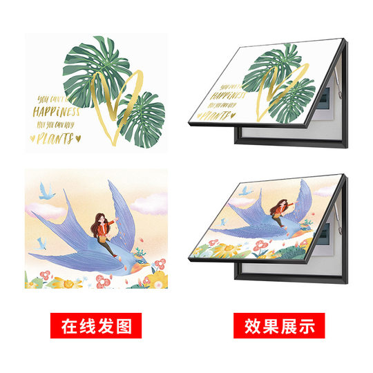 Meter Box Decorative Painting Customized Switch Blocking Distribution Box Decorative Painting Push-Pull Flip Cover Electrical Box Painting with Frame Wholesale