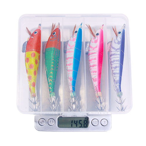 Wooden shrimp Lua bait long-range squid special Lua fake bait set seawater killing bass sequin bait sj033