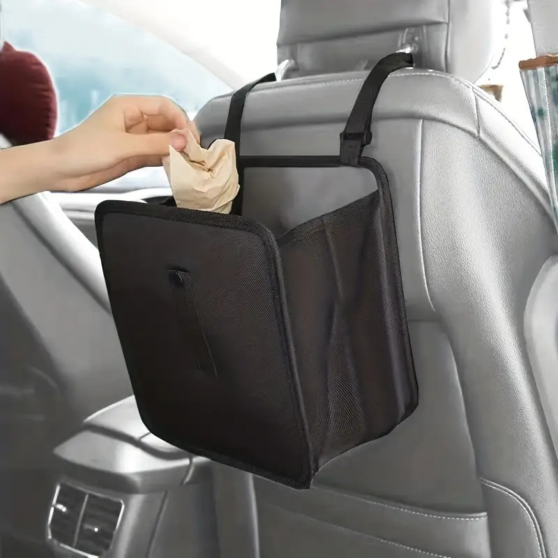 Car-Mounted Trash Can, Front and Rear Hanging Multi-Functional Storage Bucket, Foldableable in Car Supplies That Does Not Take up Space