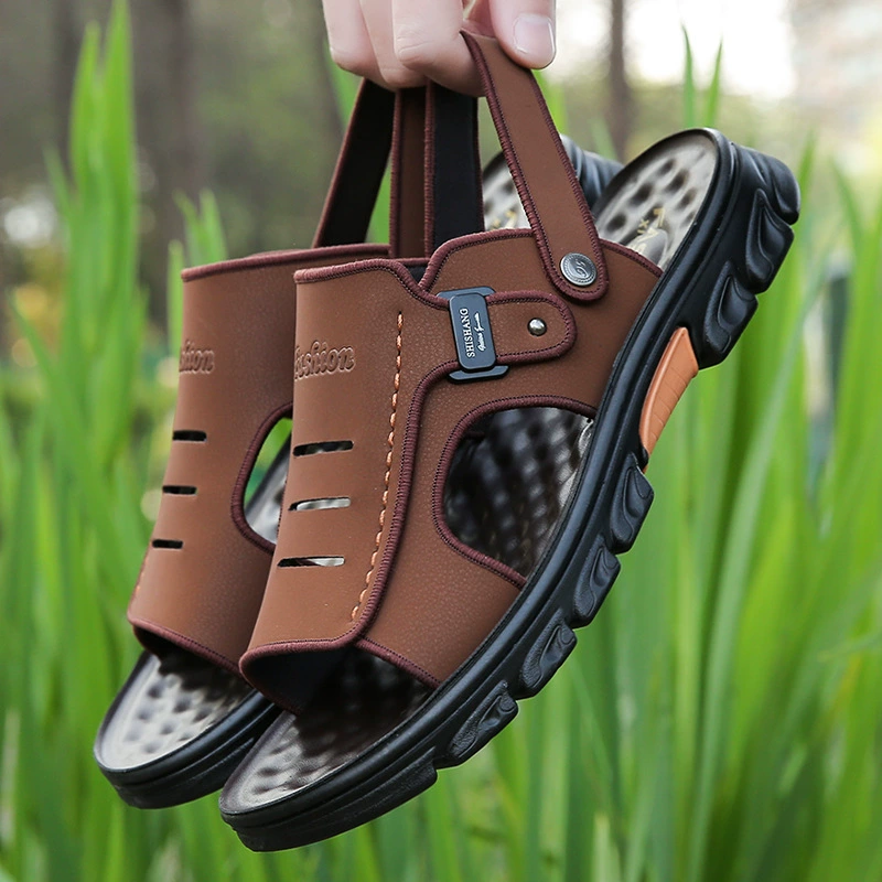 2023 мужская пляжная обувь мужские сандалии из воловьей кожи мужские сандалии Новые Нескользящие мужские сандалии на толстой подошве оптом