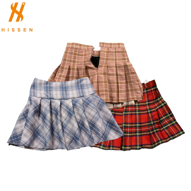 二手衣服格子短裙used clothes plaid skirt外贸批发出口莫桑比克