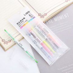 Colorful dual-tip fluorescent highlighters, 6 colors, marking pens for students, doodle DIY, journaling pens, oblique head watercolor brushes, wholesale