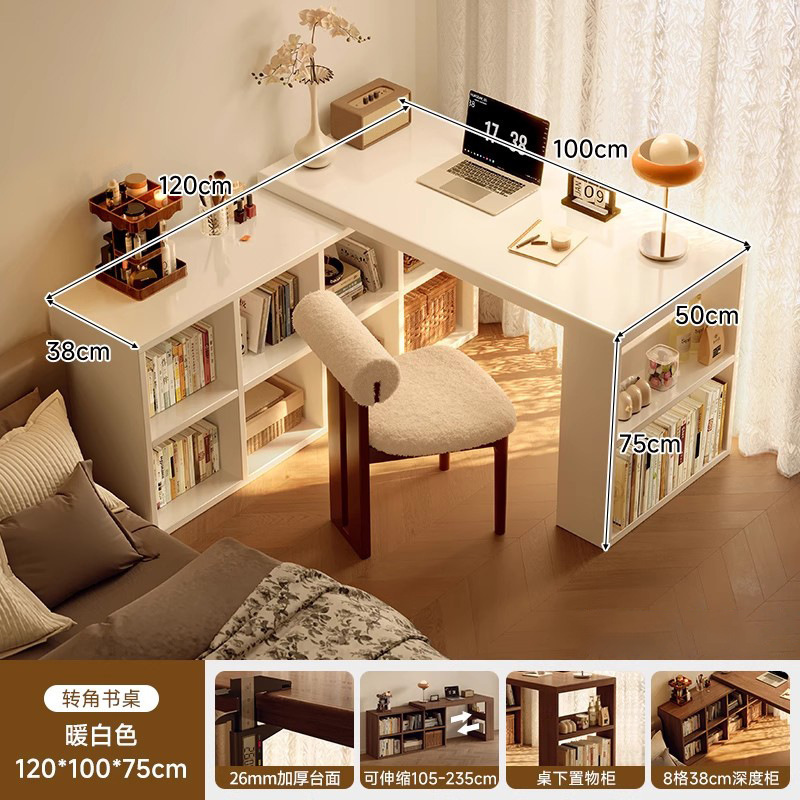 Esquina de madera maciza, escritorio, estantería, mesa integrada, dormitorio, hogar, tocador para estudiantes, escritorio para computadora en forma de l, oficina