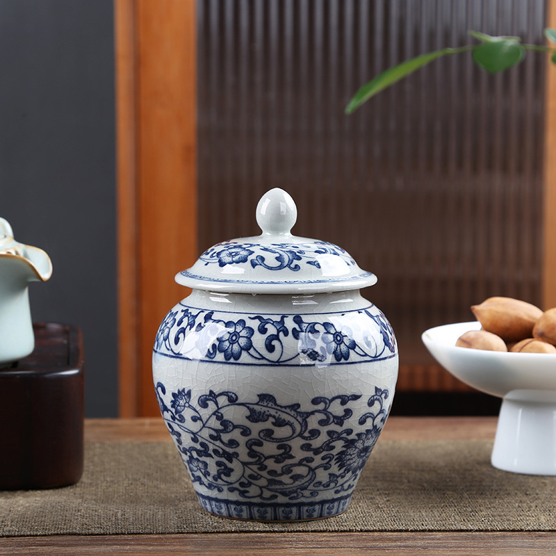 La lata de té de barro de cerámica vieja, hoja abierta, latas de sello de porcelana, latas generales domésticas, latas de almacenamiento de té de cerámica a prueba de humedad al por mayor