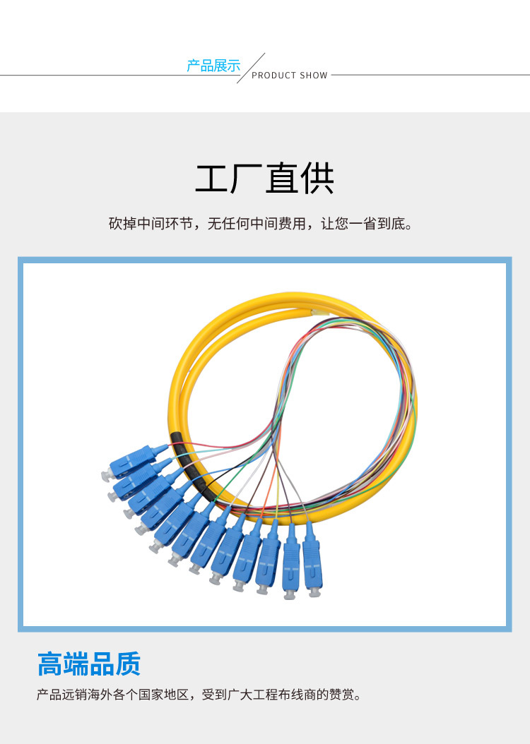 束状尾纤SC 12芯电信级/PC 1.5米工厂直供 FC/LC APC尾纤跳线-阿里巴巴