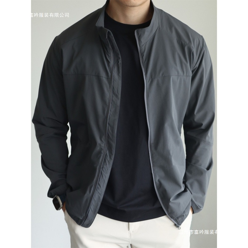 Thin Lightweight Breathable Sun Stand Collar Commuting Casual Thin Jacket Jacket Men Space Gray Black Other