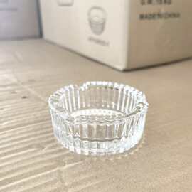 可制作广告礼品促销圆形贴纸彩印烟灰缸高白料水晶玻璃烟灰缸批发