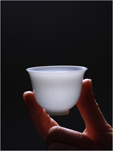 H6DQ茶杯品茗杯单个薄胎羊脂玉不烫手小茶杯个人单杯功夫茶具