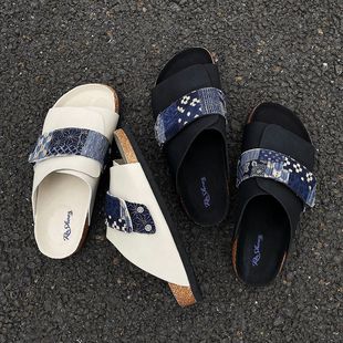 Niche Birkenstock Shoes, Artistic Retro Cork Slippers for Men, Summer Outer Wear, Velcro Casual Slippers for Men