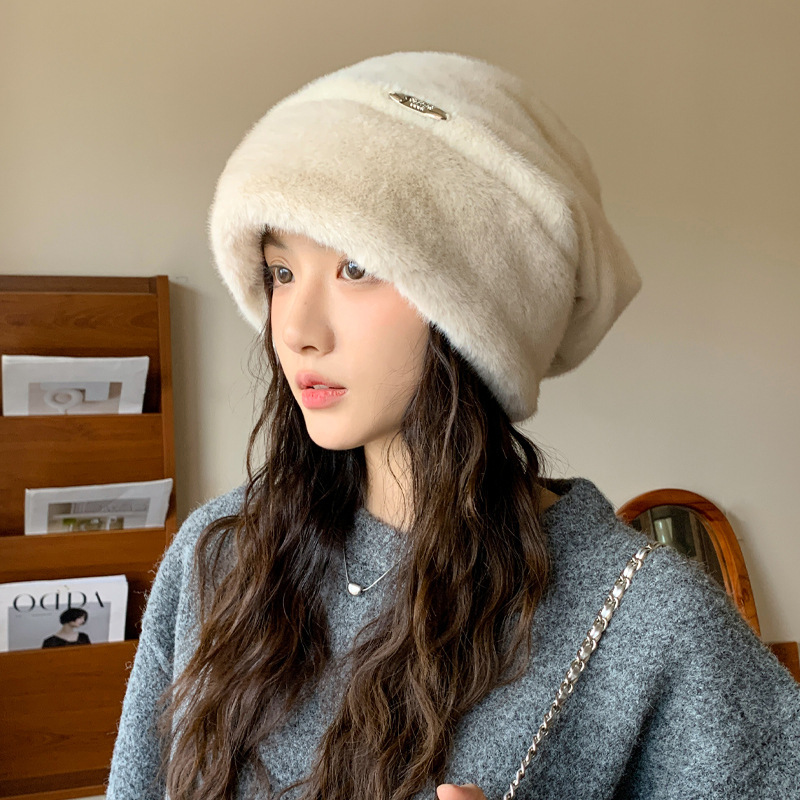 韩版帽子女冬天加厚保暖包头帽时尚百搭堆堆帽大头围显脸小渔夫帽|undefined