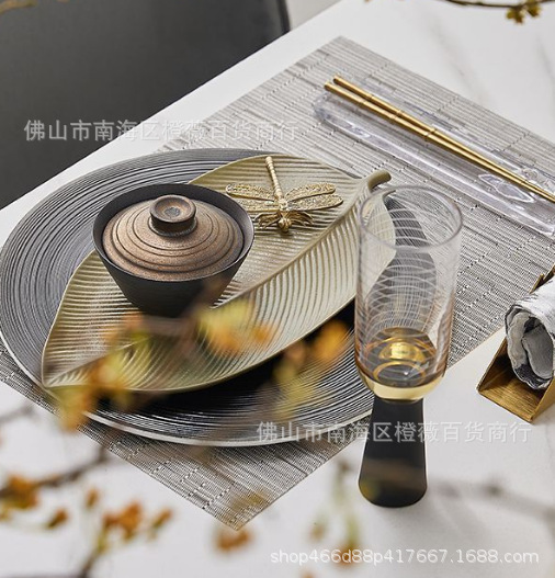 Chinese Model Room Tableware Set Soft Decoration Zen Model Room Dinner Plate Dining Table Decoration Chinese Model Room Tableware Set Soft Decoration Zen Model Room Dinner Plate Dining Table Decoration