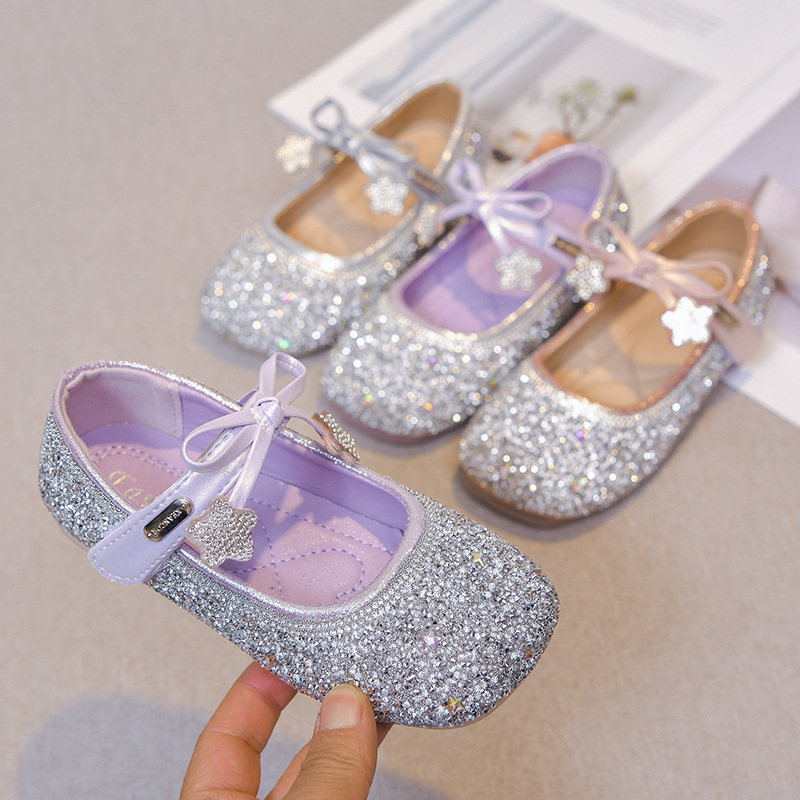 Zapatos de princesa de diamante de niñas 2026 primavera y otoño nuevos zapatos de cristal para niños zapatos de baile de cuero suave image 8