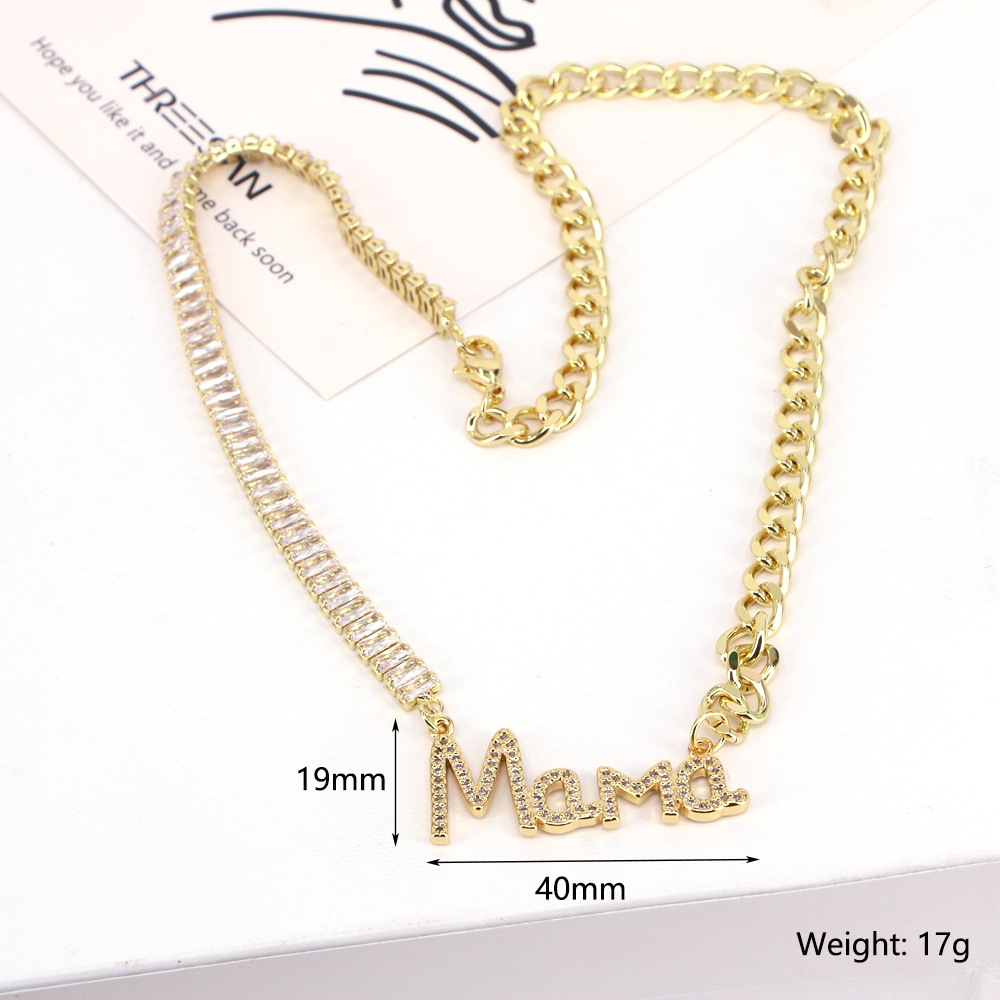 Letters Mom Necklace Mother's Day Retro Copper Collarbone Chain display picture 1