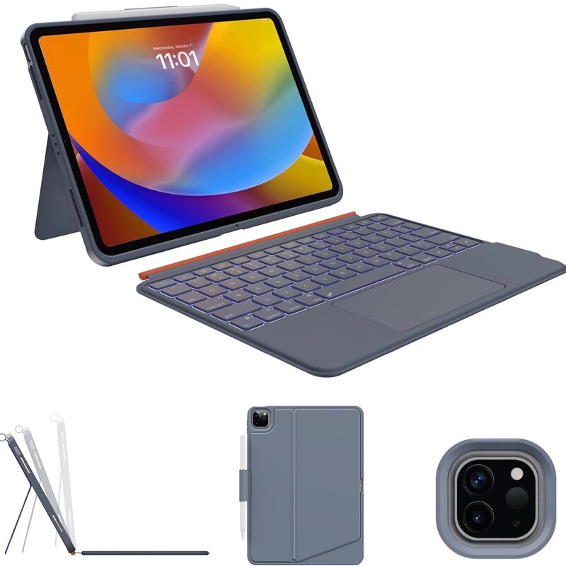 Suitable for iPad Pro 11inch Integrated Magnetic Detachable Bluetooth Keyboard with Pen Slot Soft Shell Tpu Keyboard Protective Case