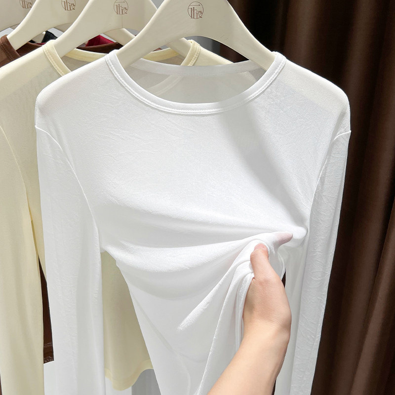 Round Neck Mesh Base Shirt for Women, High-End Stylish Inner Wear, Transparent Sheer Lace Top, 2025 New Autumn and Winter Model Round Neck Mesh Base Shirt for Women, High-End Stylish Inner Wear, Transparent Sheer Lace Top, 2025 New Autumn and Winter Model