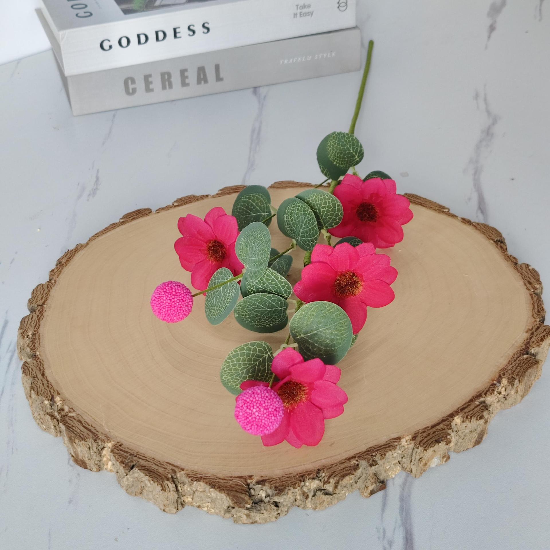 Simulación de pintura al óleo 4 cabeza de flores falsas margaritas de flores de boda floral decoración del hogar de boda