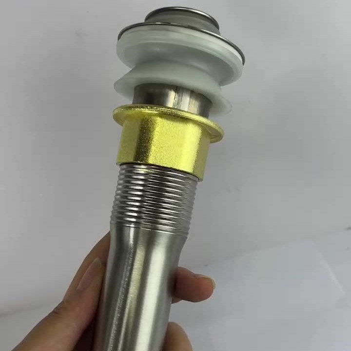 面盆洗脸盆洗手盆下水器 18加重有孔弹跳 不锈钢 防臭易下水批发