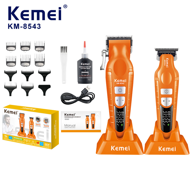 Set de Cortadora de Pelo Eléctrica Kemei KM-8543, Recortadora de Pelo Eléctrica Profesional con Pantalla Digital, Venta al Por Mayor