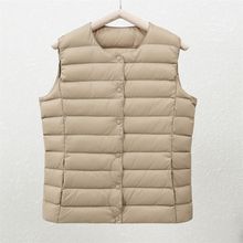 90白鸭绒轻薄羽绒服女圆领短款马甲内搭冬装新款无领坎肩保暖外穿