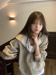 韩系刺绣条纹宽松显瘦卫衣女休闲条纹连帽外套女秋冬季简约大学生