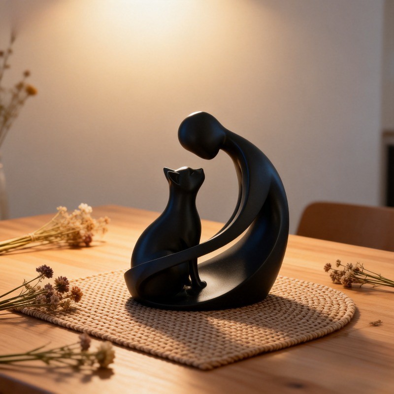 Nuevos productos transfronterizos impresos en 3D esculturas humanas y gatos adornos de escritorio abstractos modernos para los amantes de las mascotas juguetes decorativos