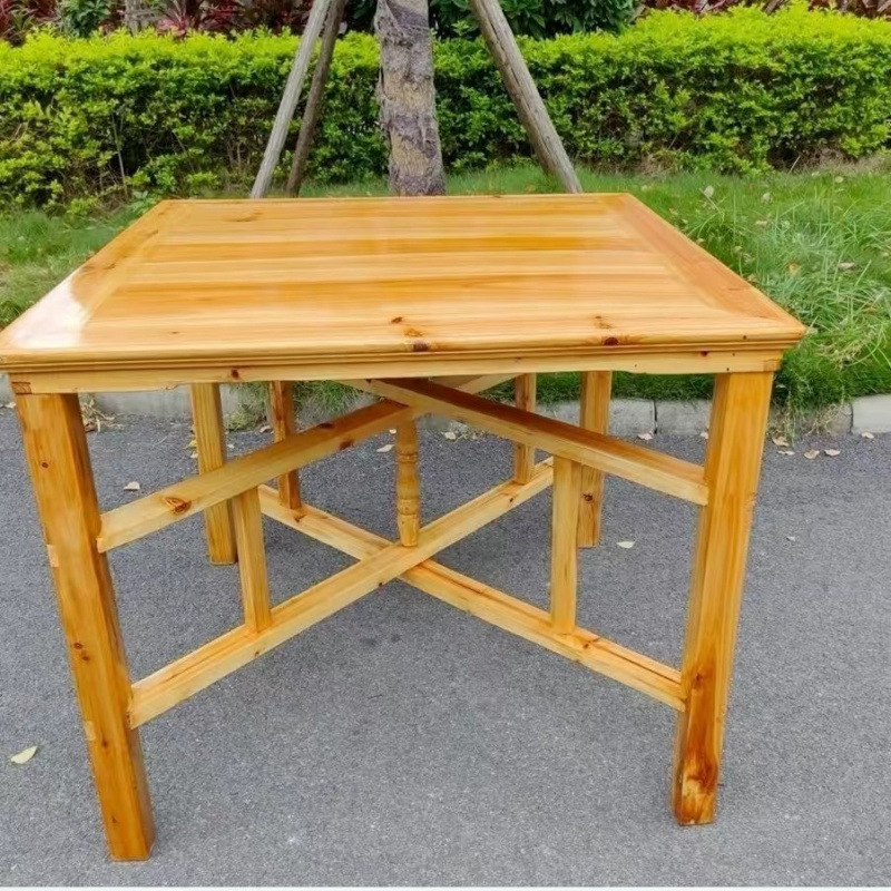 Solid Wood Varnished Eight Immortals Table, Chinese Antique-Style Stall, Portable, Foldable and Detachable, Solid Wood Square Dining Table