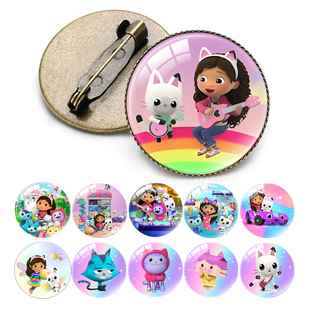 Animation Peripherals Gabby Gem Badge Doll House Wizarding World Badge Bear Kitten Bag Accessories Kidsren's Gifts
